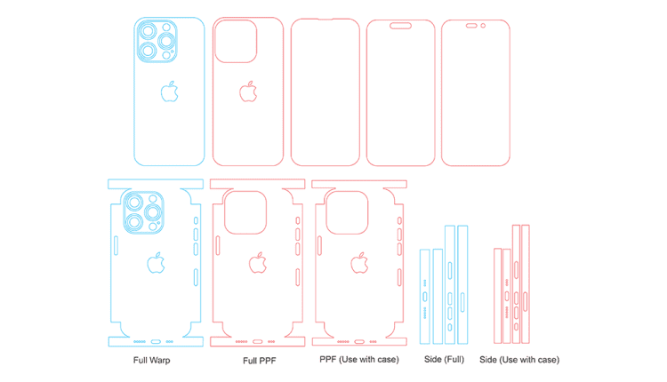 iPhone 15 Pro Skin Template Vector Cut File
