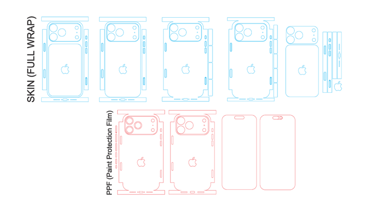 iPhone 17 Pro Max Skin Template Vector Cut File